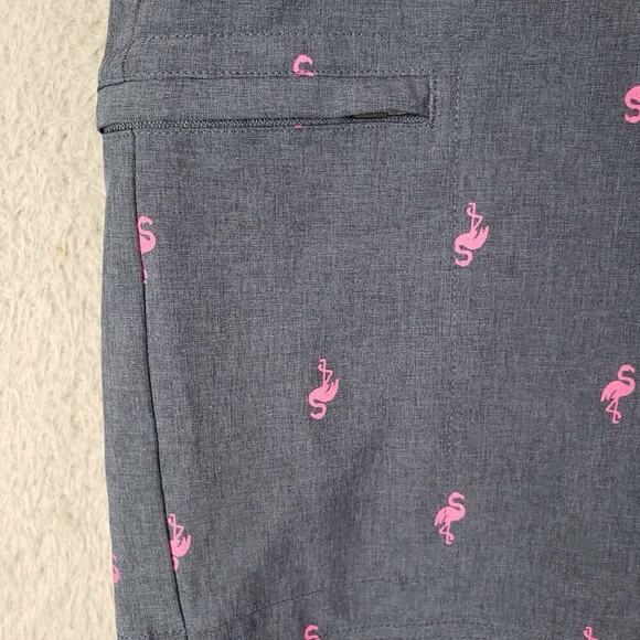 Birdie Bound Cargo Shorts Golf Flat Front Men's Size 40 Navy Blue Flamingo - Picture 4 of 12